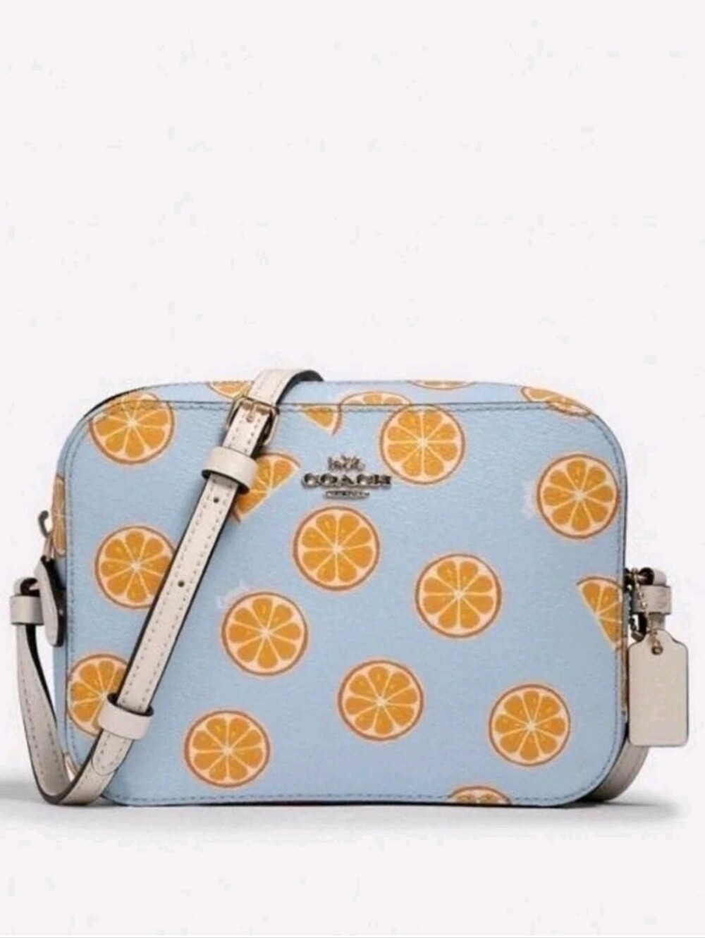 Coach 3273 Women's Mini Camera Bag Crossbody With Orange Print EUC